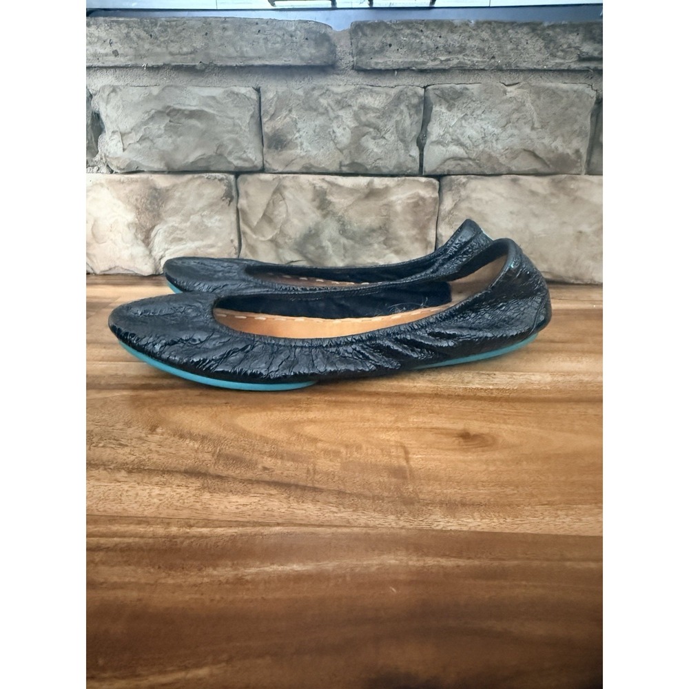 Tieks Gavrieli Size 11 Obsidian Black Croc Patent Leather Ballet Flats Fast Ship - Picture 3 of 13